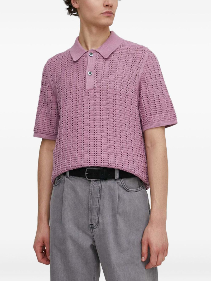 open-knit short-sleeve polo shirt 1