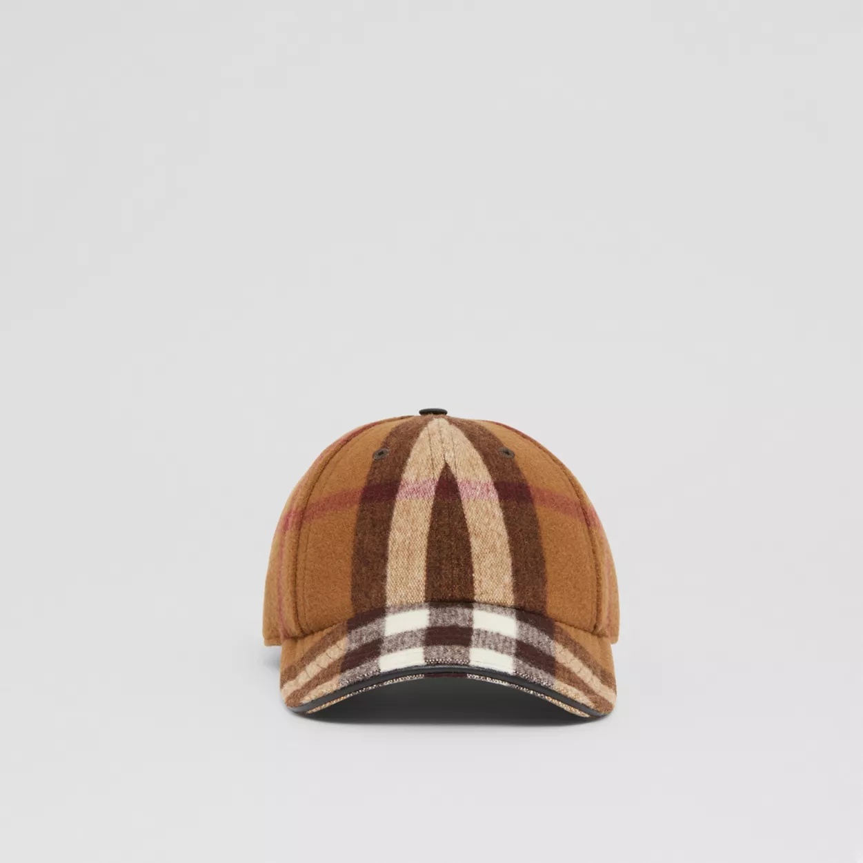 Lambskin Trim Check Wool Baseball Cap - 1