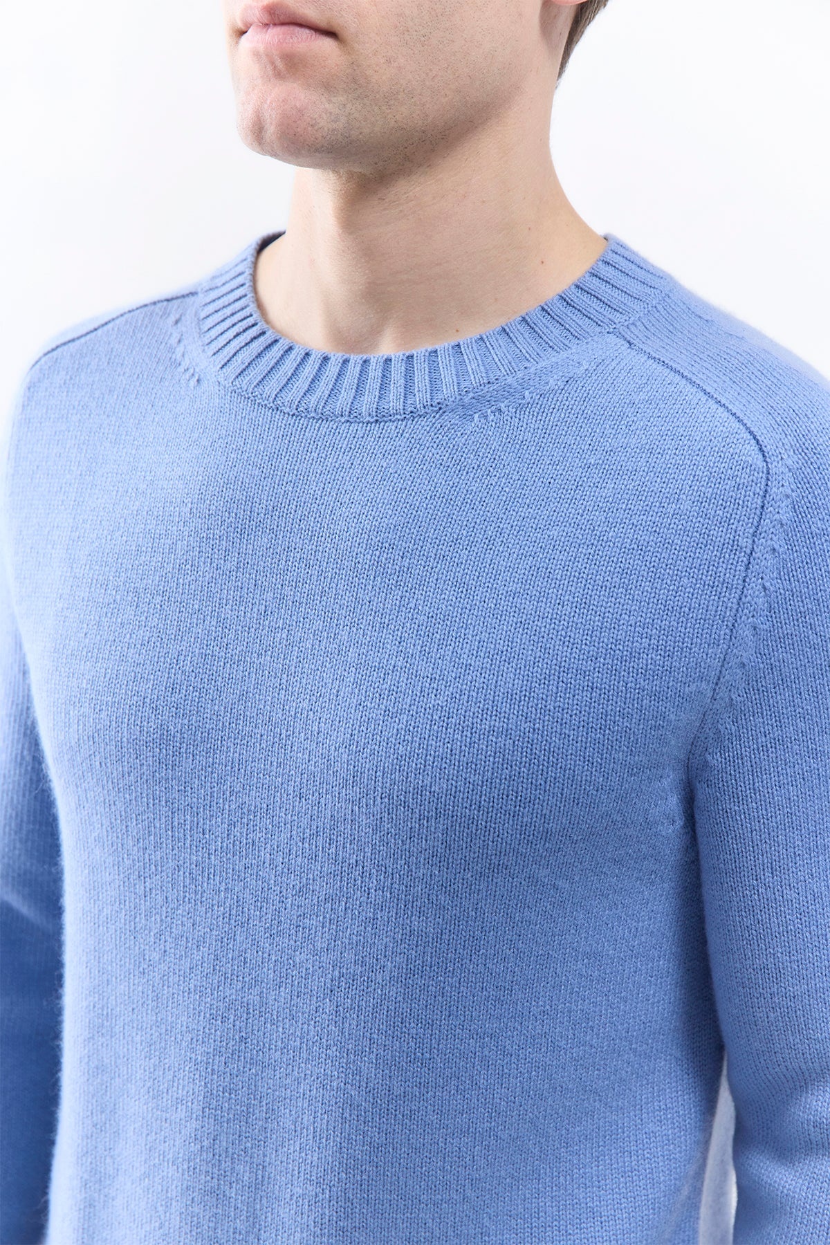 Francesco Knit Sweater in Light Blue Denim Cashmere - 5