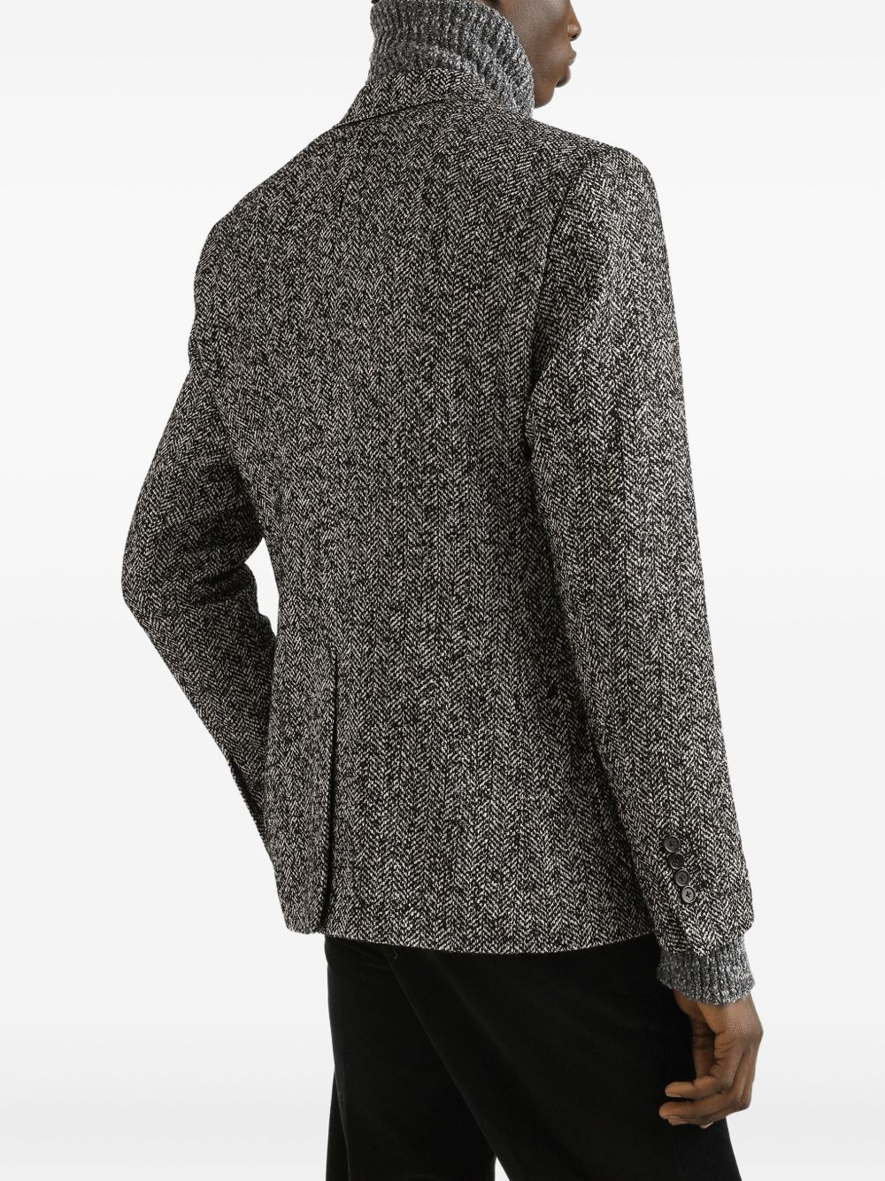 herringbone double-breasted blazer - 5