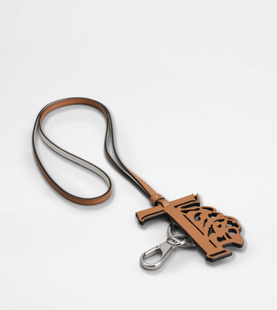 Tod's TOD'S KEY HOLDER IN LEATHER - BROWN, WHITE outlook