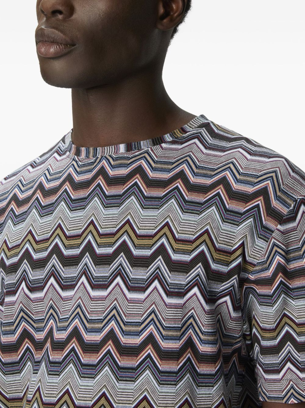 geometric-zigzag pattern short-sleeved T-shirt - 4