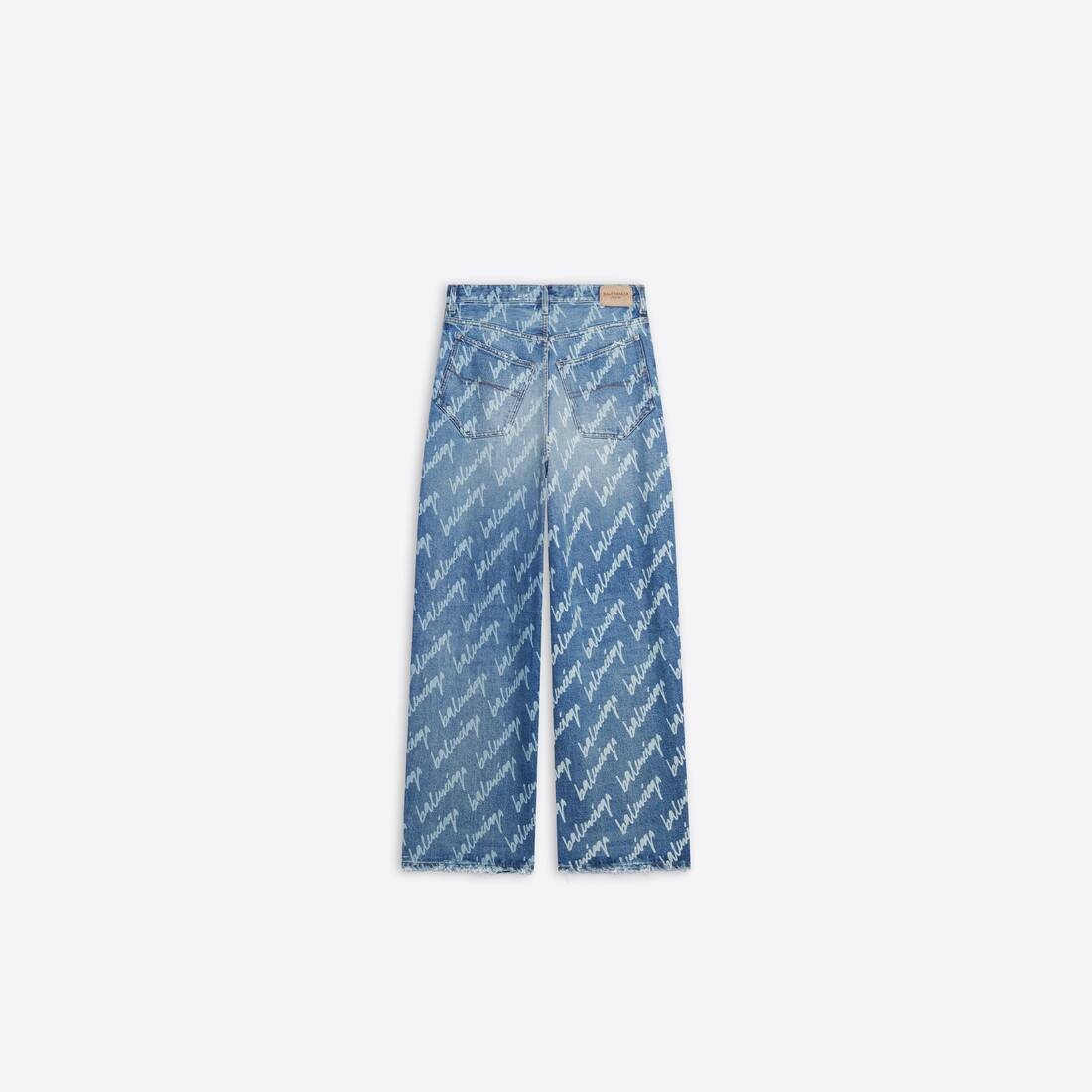 Men's Allover Logo Large Fit Pants in Indigo - 2