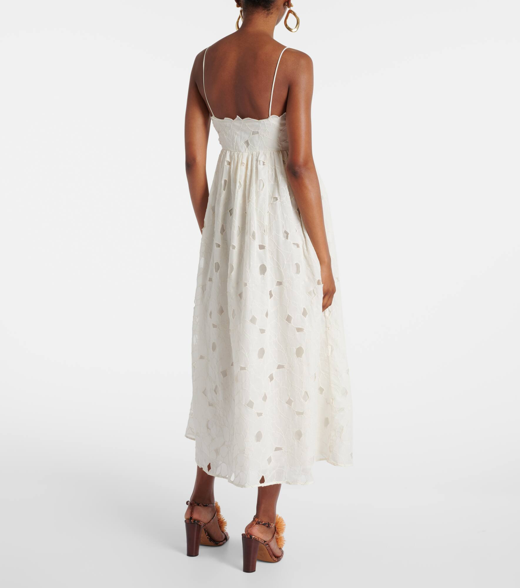 Marina floral cotton organdy midi dress - 3