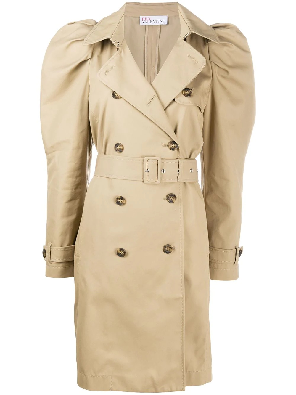 puff-sleeve midi trench coat - 1