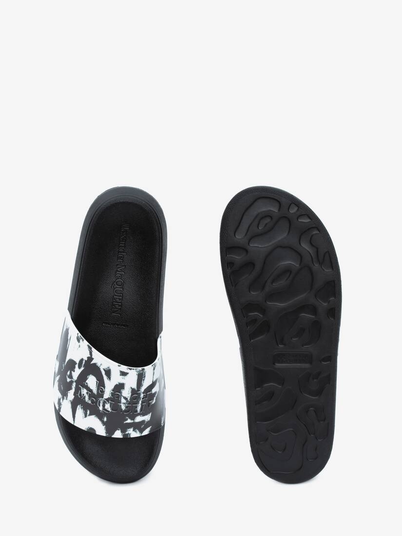 Mcqueen Graffiti Slide in White/black - 4