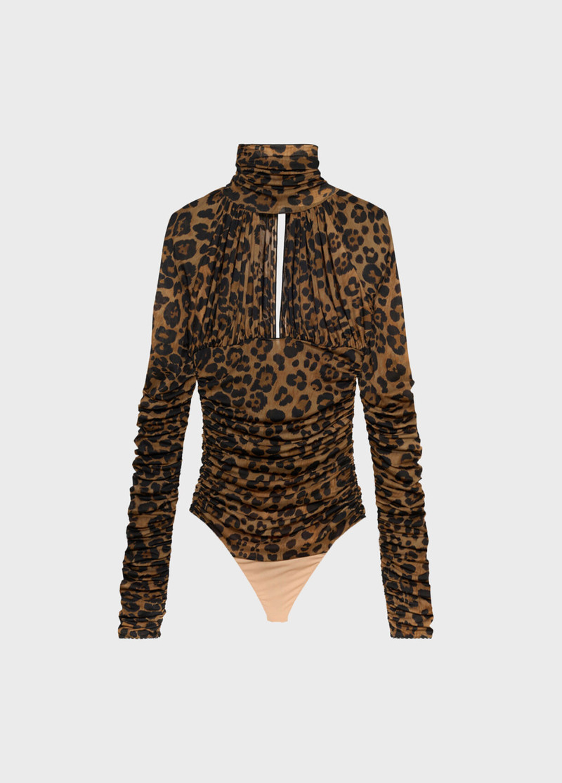 ANIMAL-PRINT JERSEY BODYSUIT WITH CUT-OUT 1