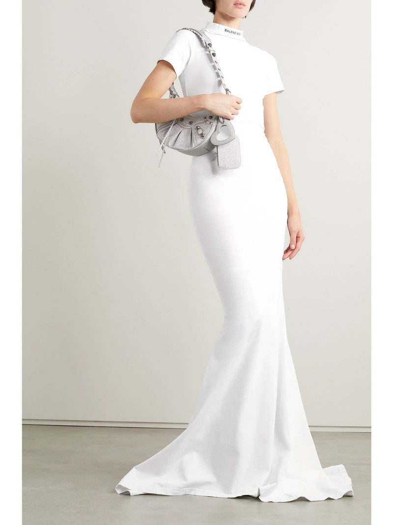 BALENCIAGA Embroidered stretch-cotton jersey maxi dress White outlook