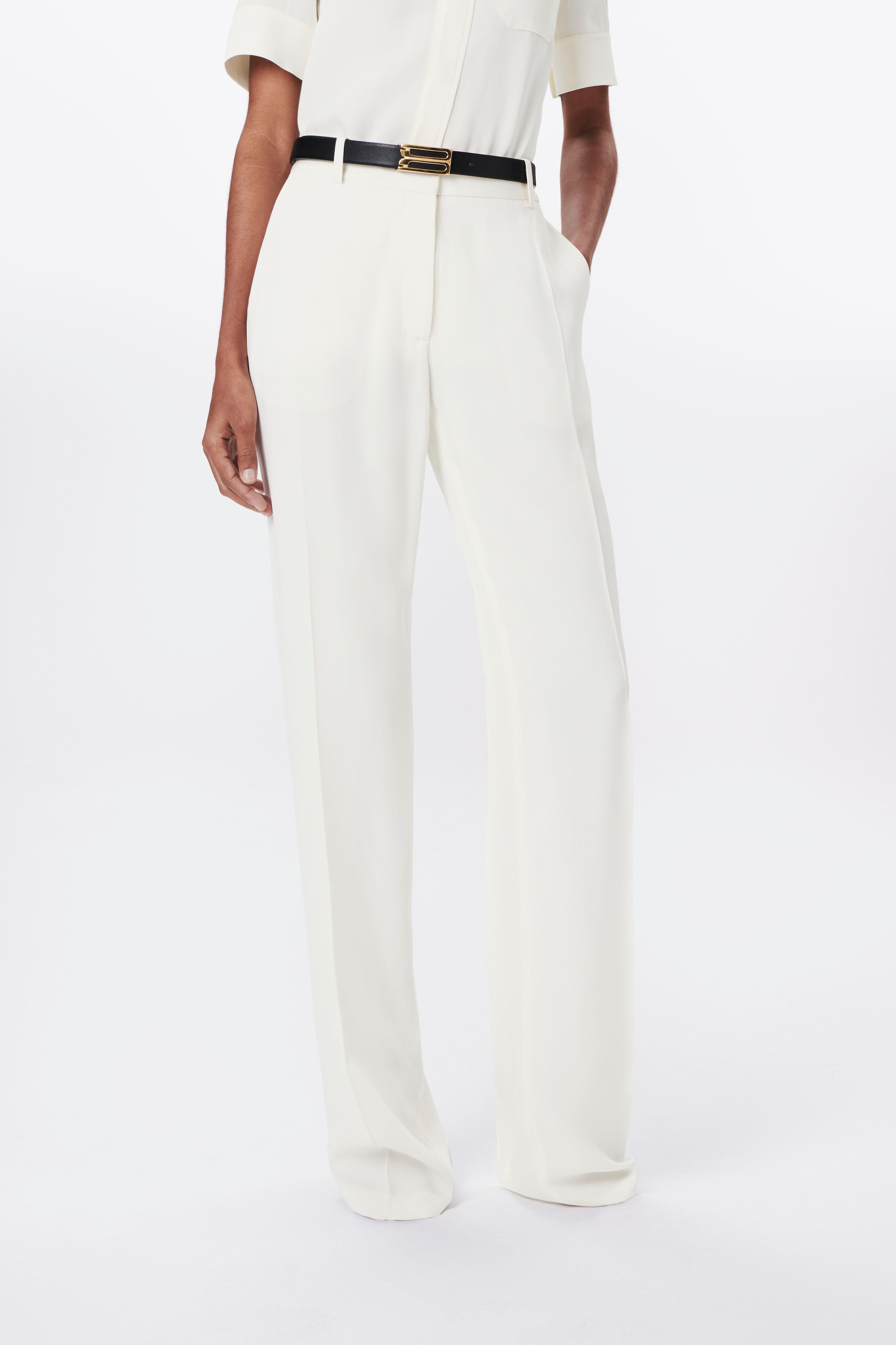 Straight Leg Trouser in Off White - 3