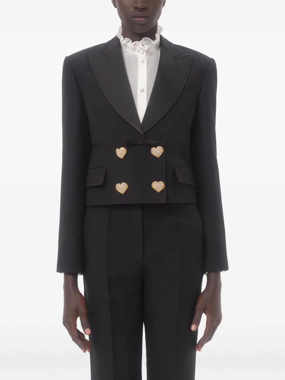 double-breasted cropped blazer - 3
