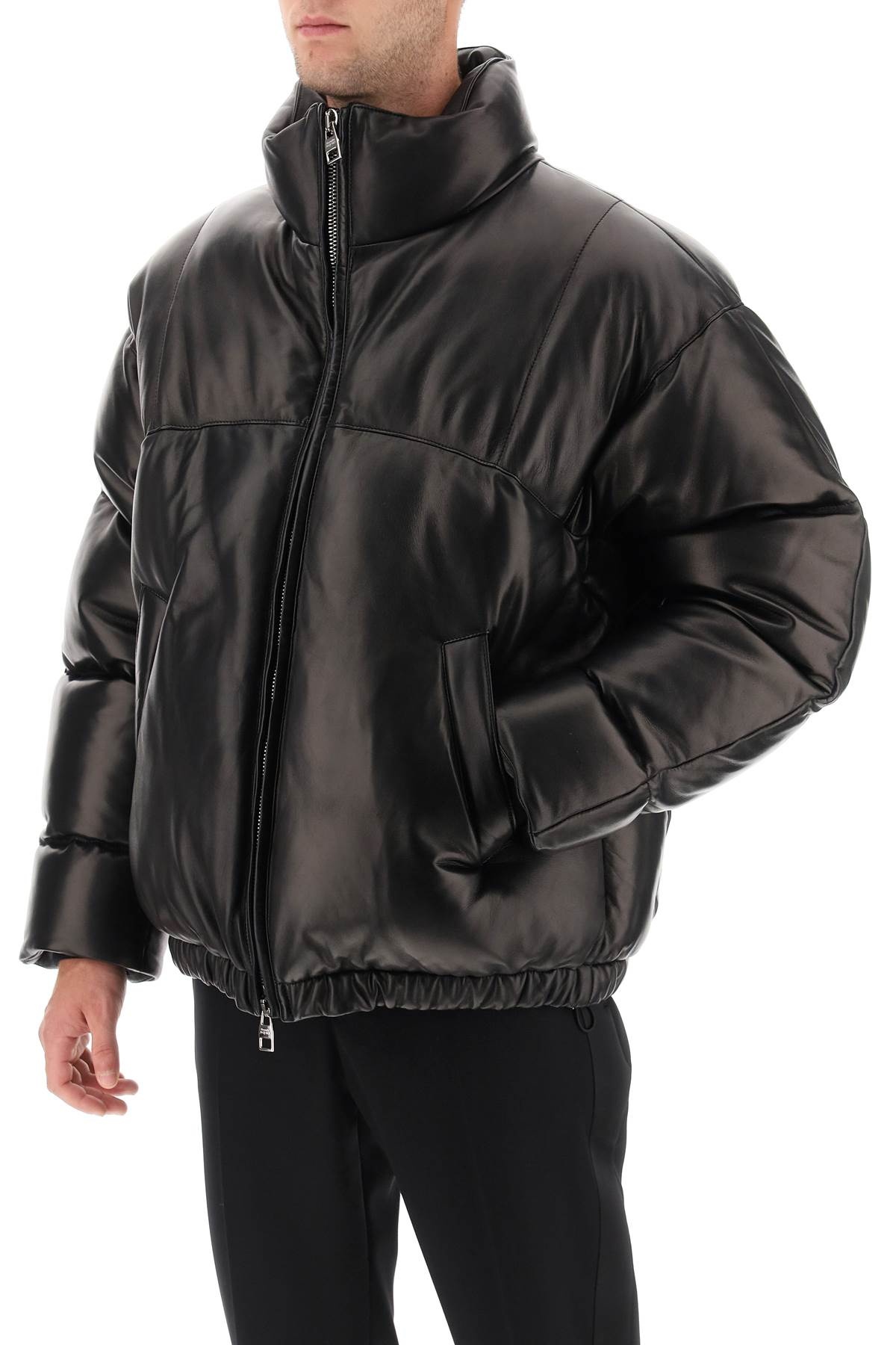 Quilted Leather Puffer Jacket - 3