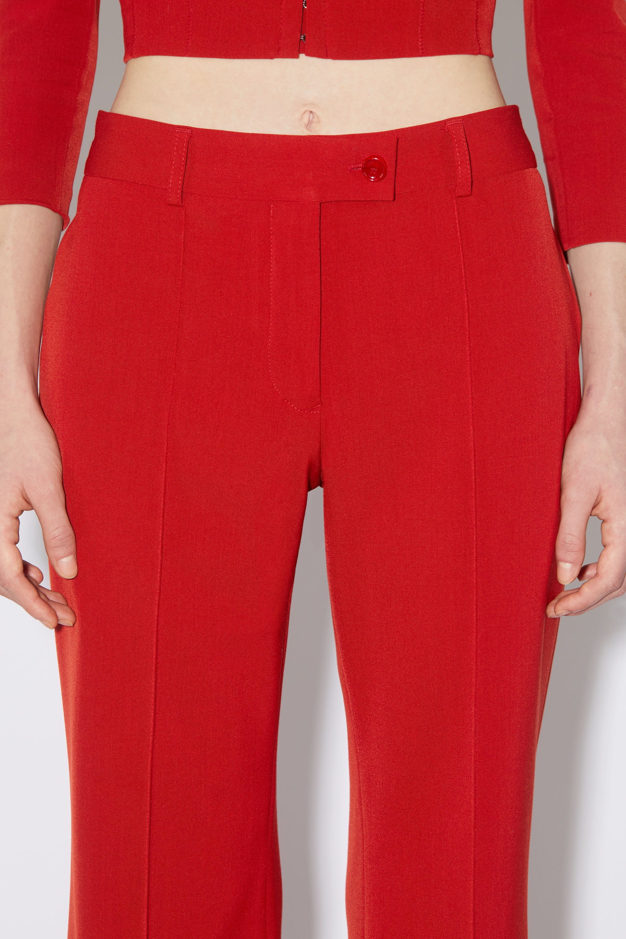 Tailored flared trousers - Red - 5