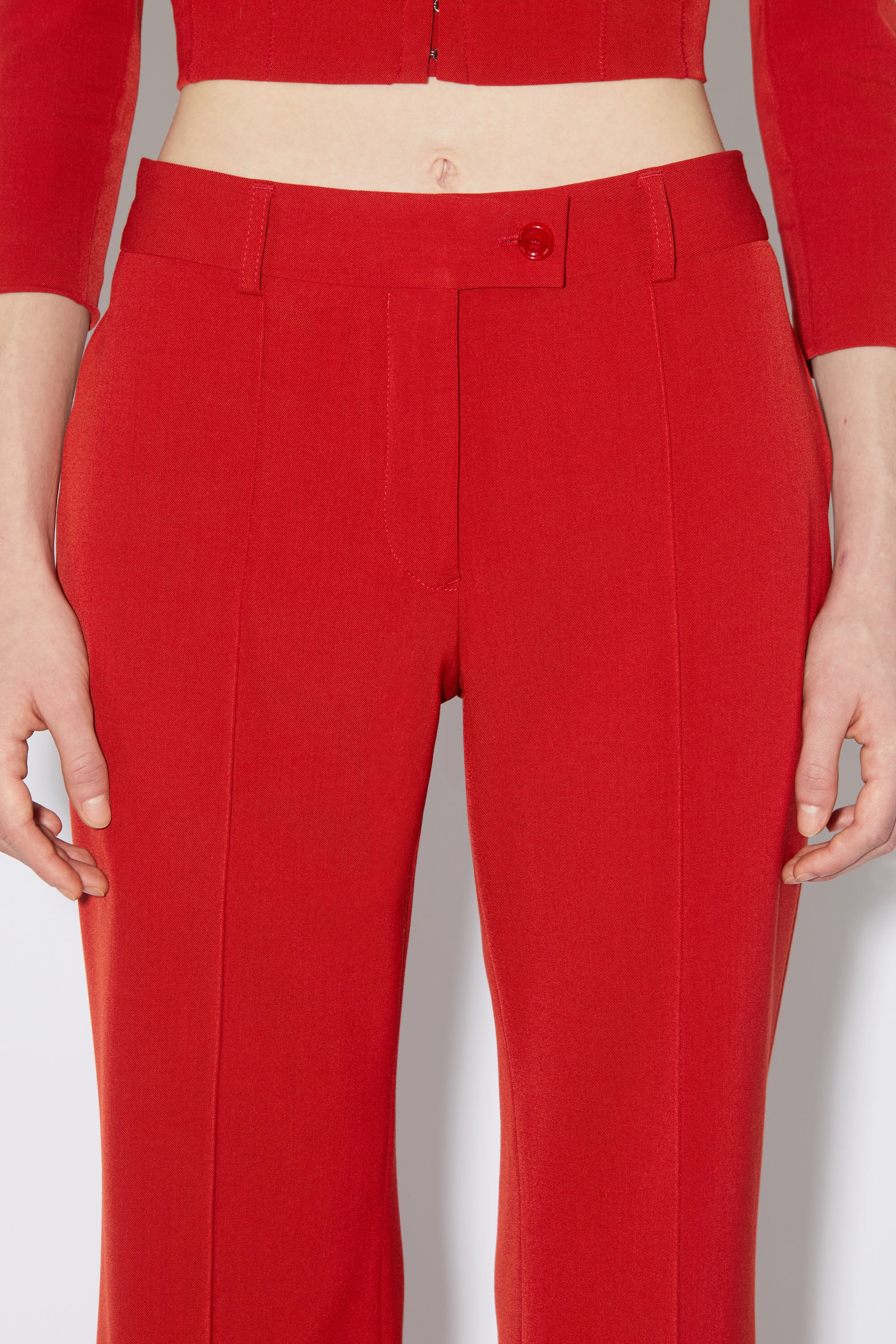 Tailored flared trousers - Red - 5