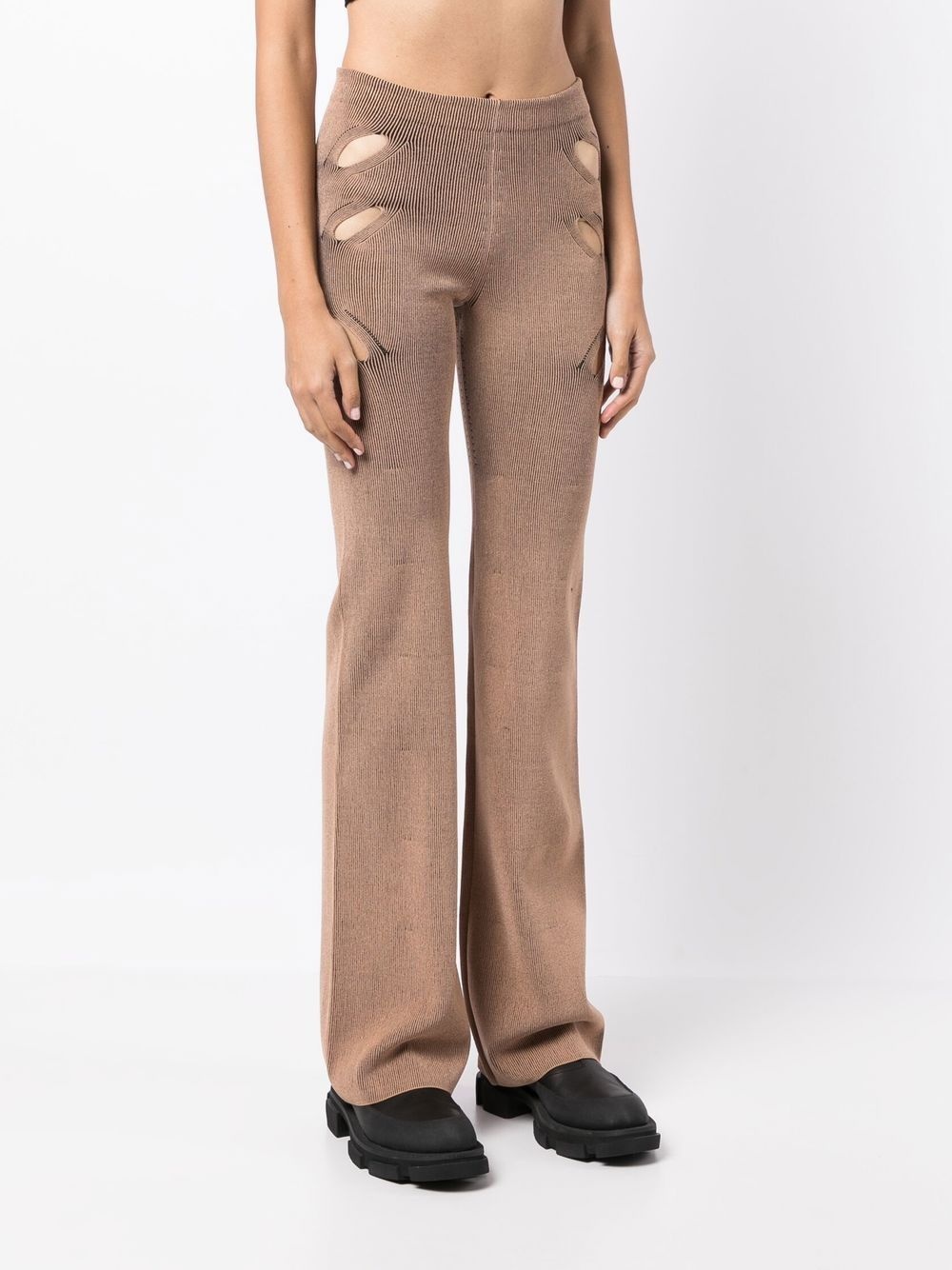 flared cut-out detail trousers - 4