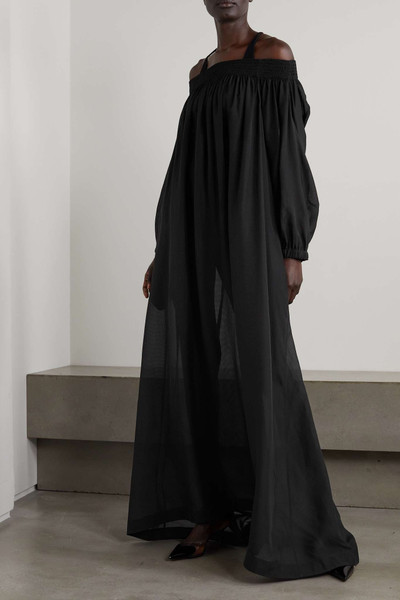 Alaïa Archetypes off-the-shouder checked jacquard maxi dress outlook