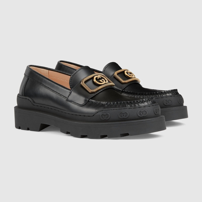 GUCCI Gucci Interlocking G Metal Torchon Rectangle Detail Loafers outlook
