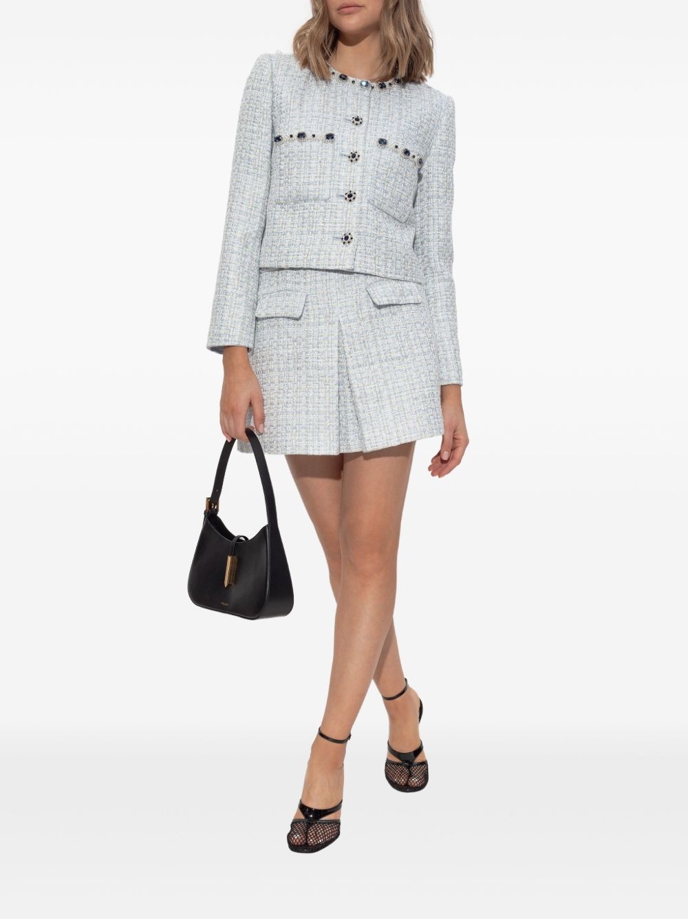 rhinestone-embellished tweed jacket - 2