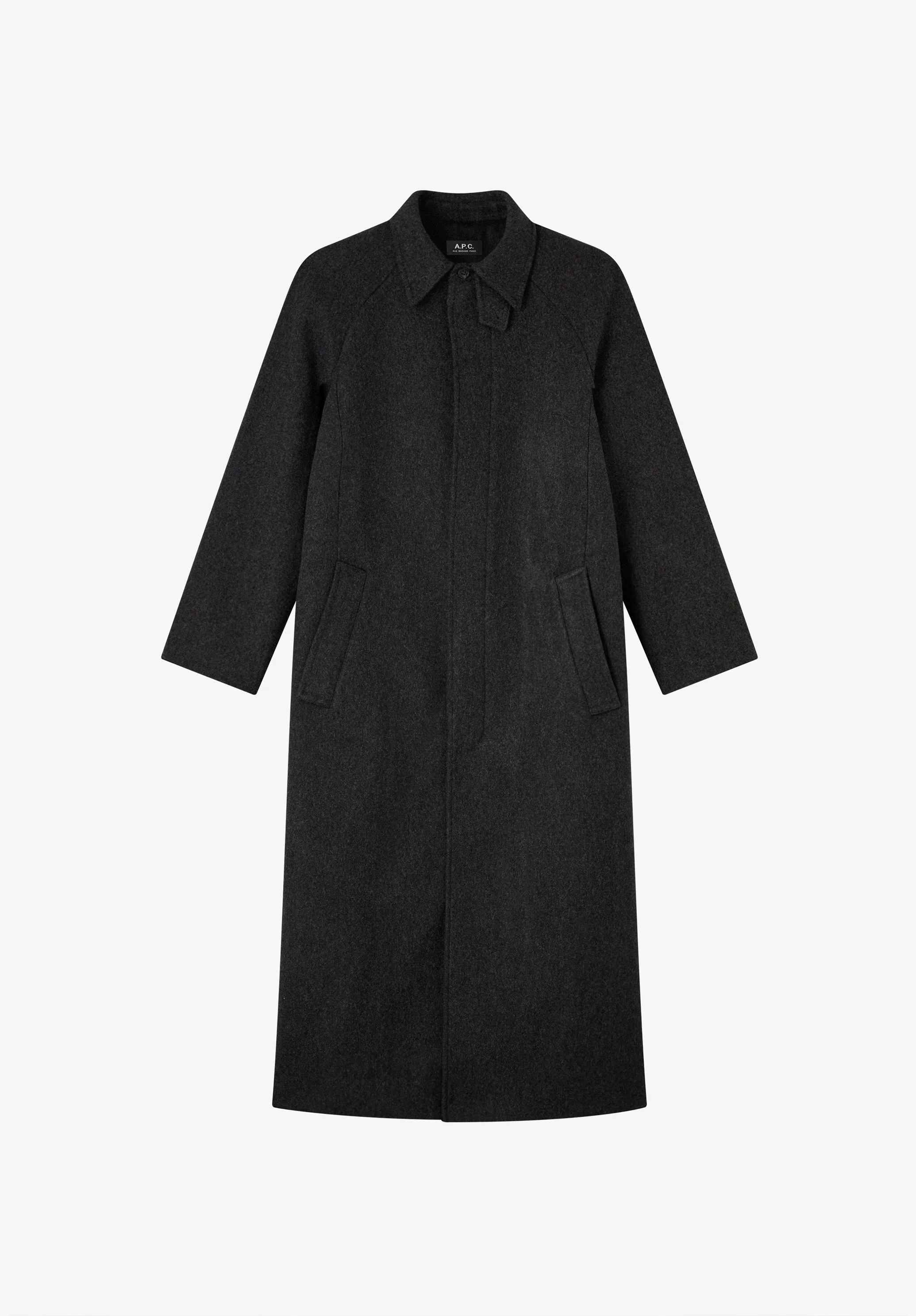 GAIA COAT - LOOSE-FIT HEATHER CHARCOAL GRAY MAC IN RECYCLED WOOL - 1