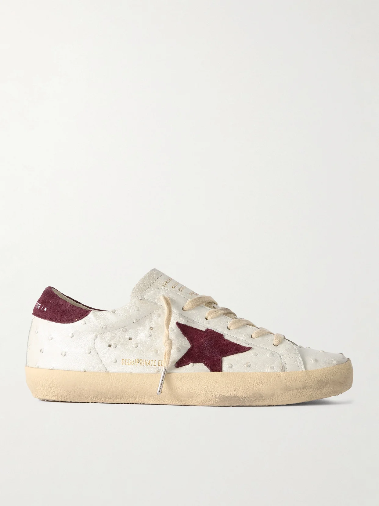 Super-star Distressed Ostrich And Suede Sneakers - 1
