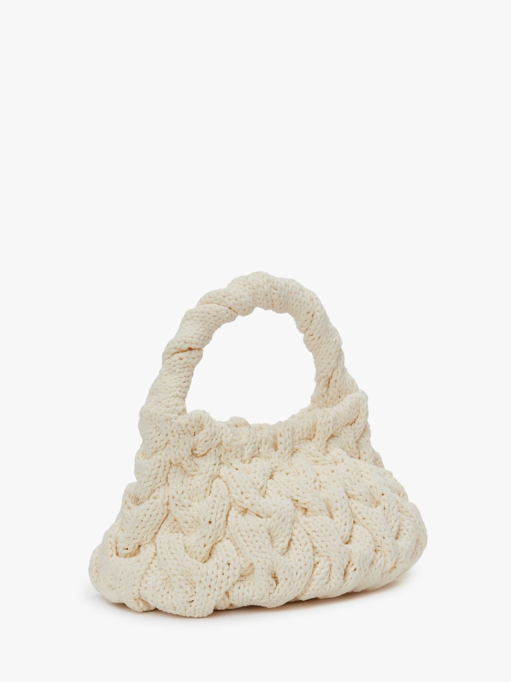 CABLE KNIT BAG - KNITTED TOP HANDLE BAG - 2