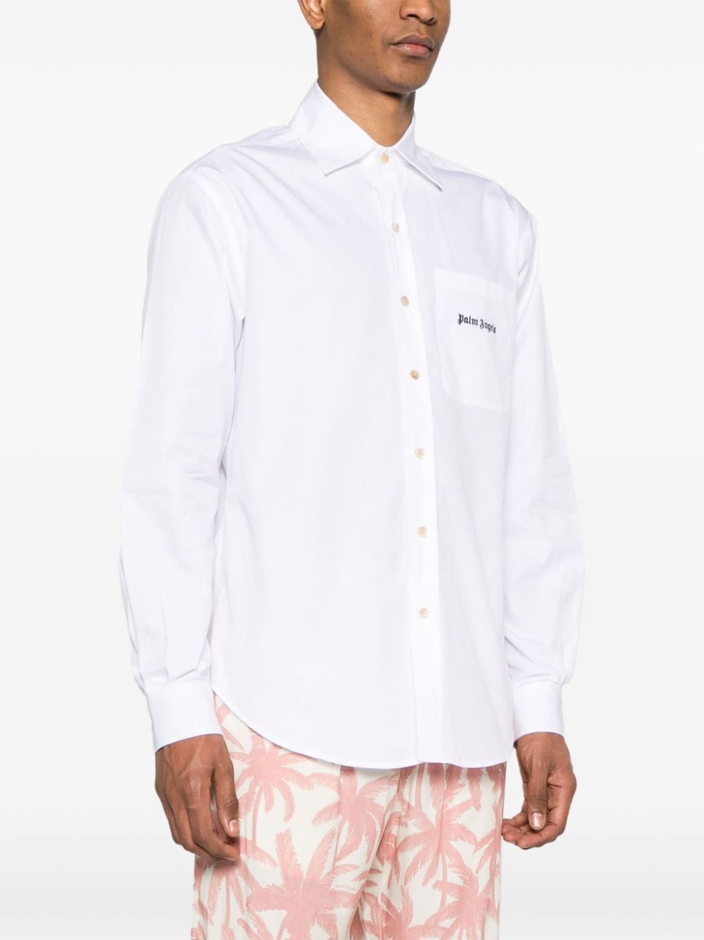 logo-embroidered cotton shirt - 3