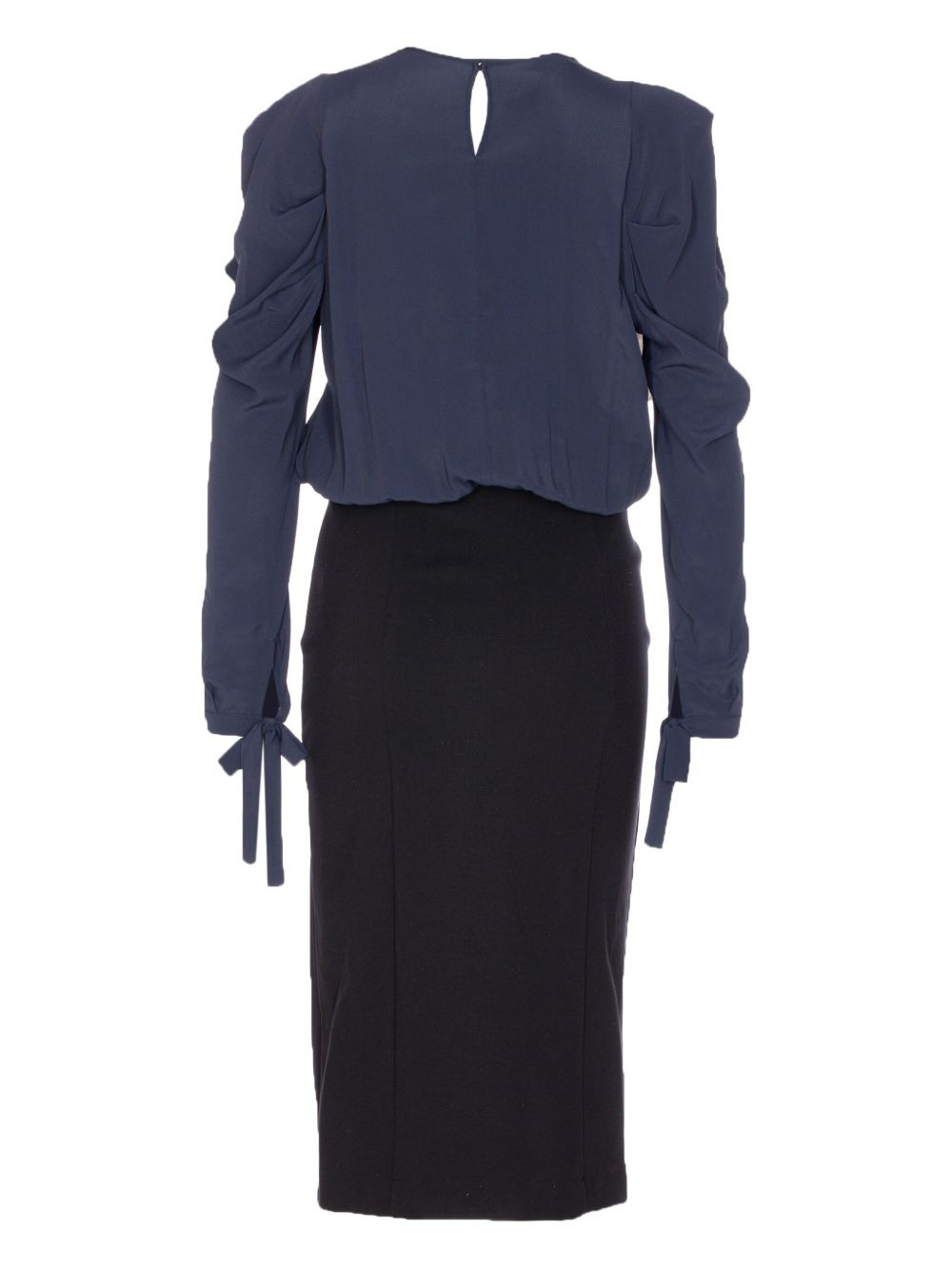puff-sleeve button-detail midi dress - 2