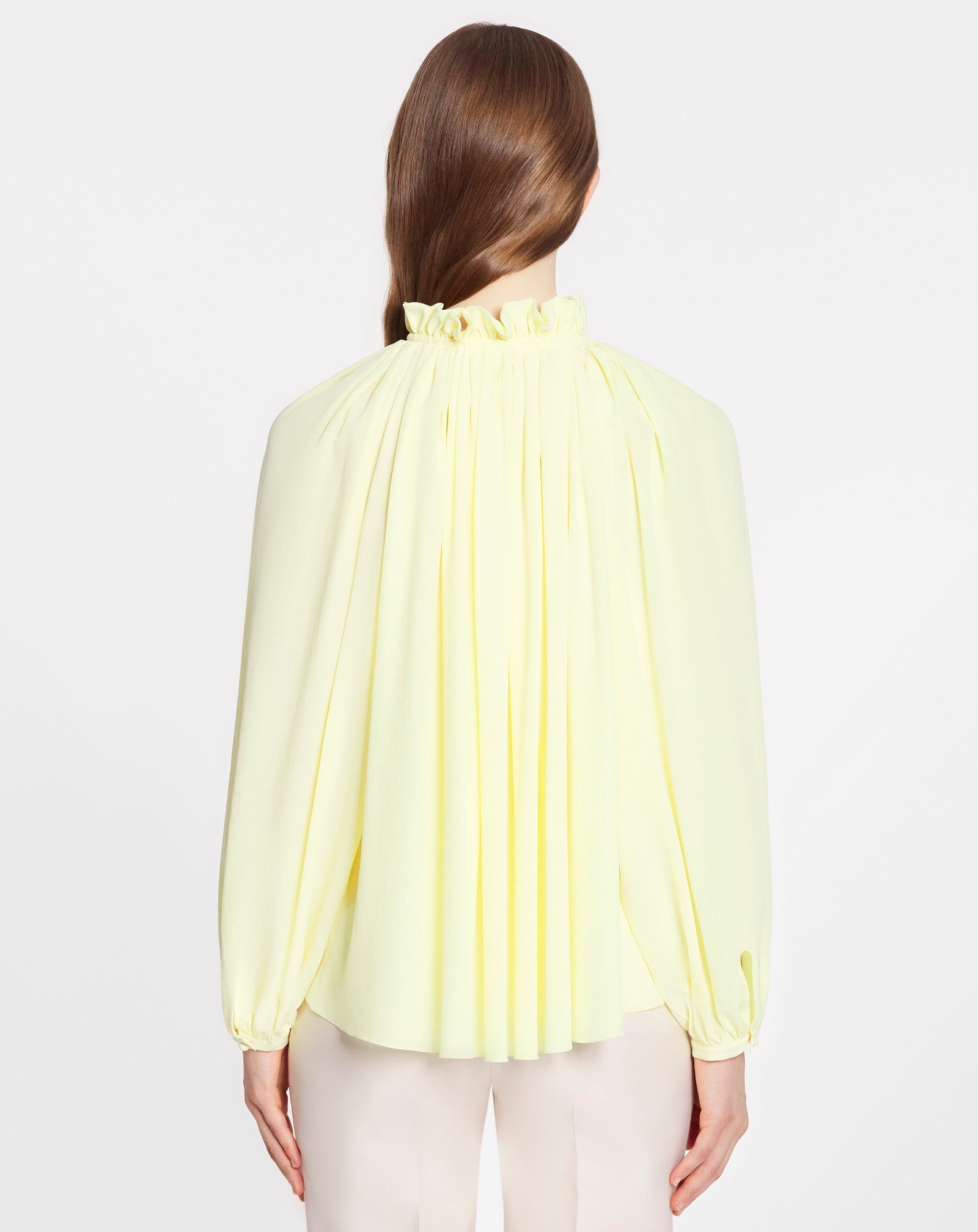 LONG SLEEVES BLOUSE WITH OPEN NECK AND RUFFLES IN LIGHT SILK - 4