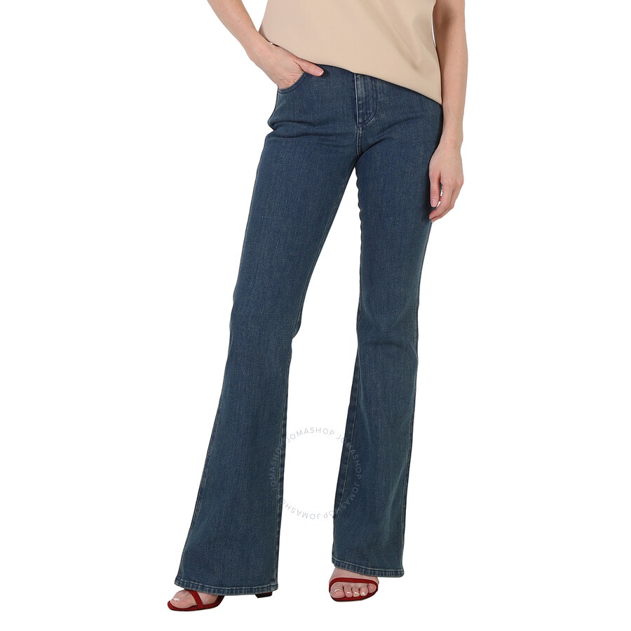 Chloe Ladies Dusky Blue Denim Flare Jeans - 3