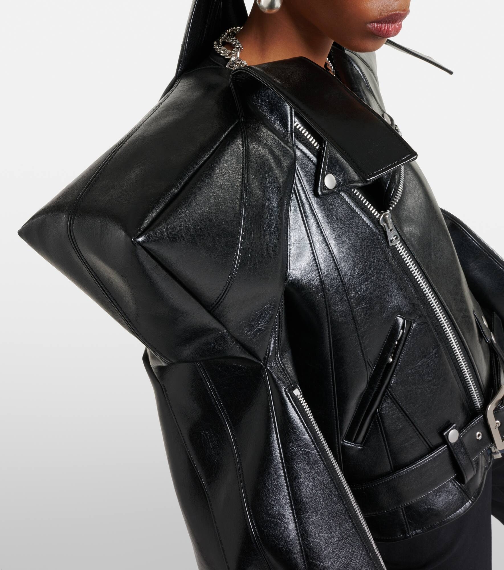 Faux leather biker jacket - 4