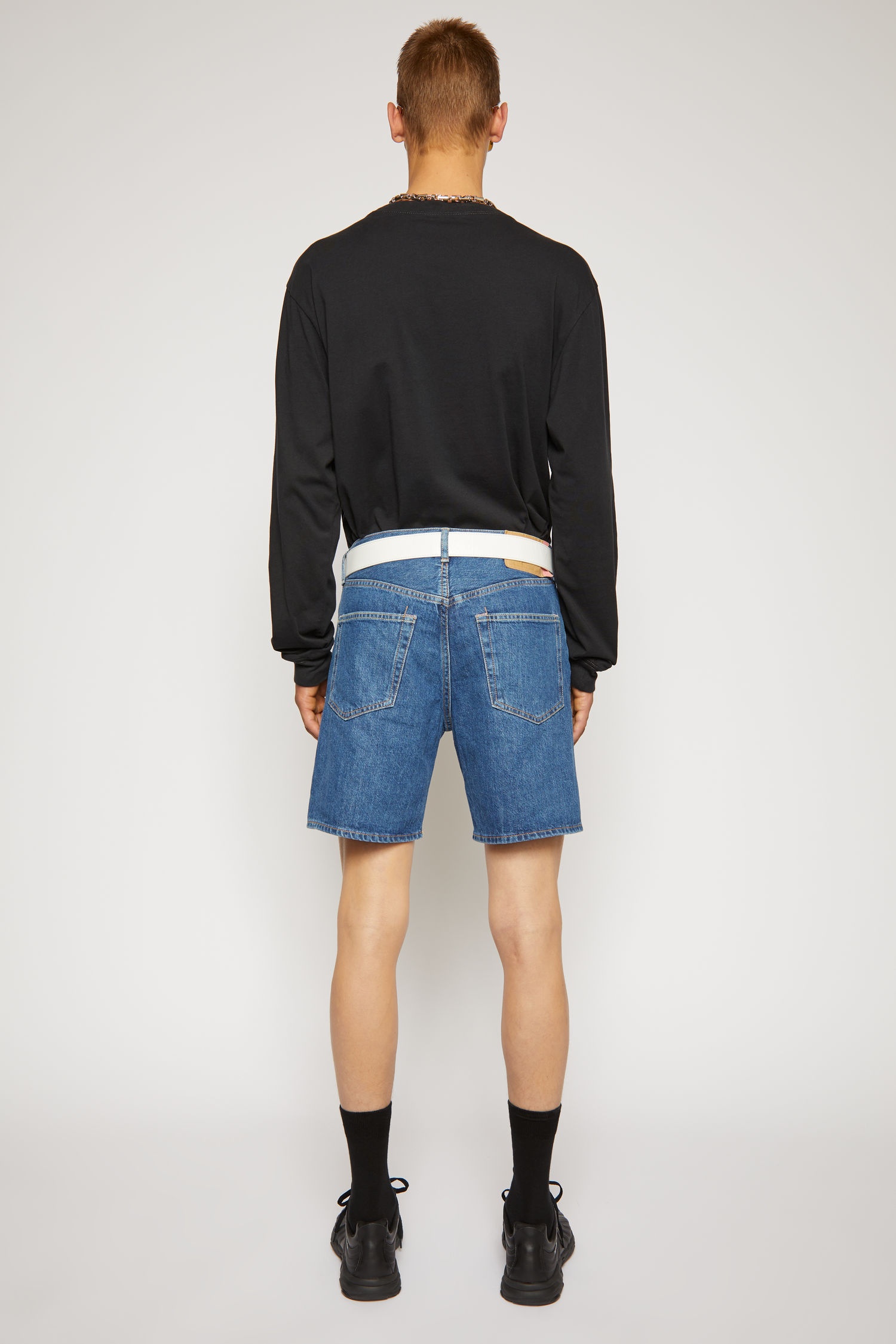 Mid-rise denim shorts dark blue - 3