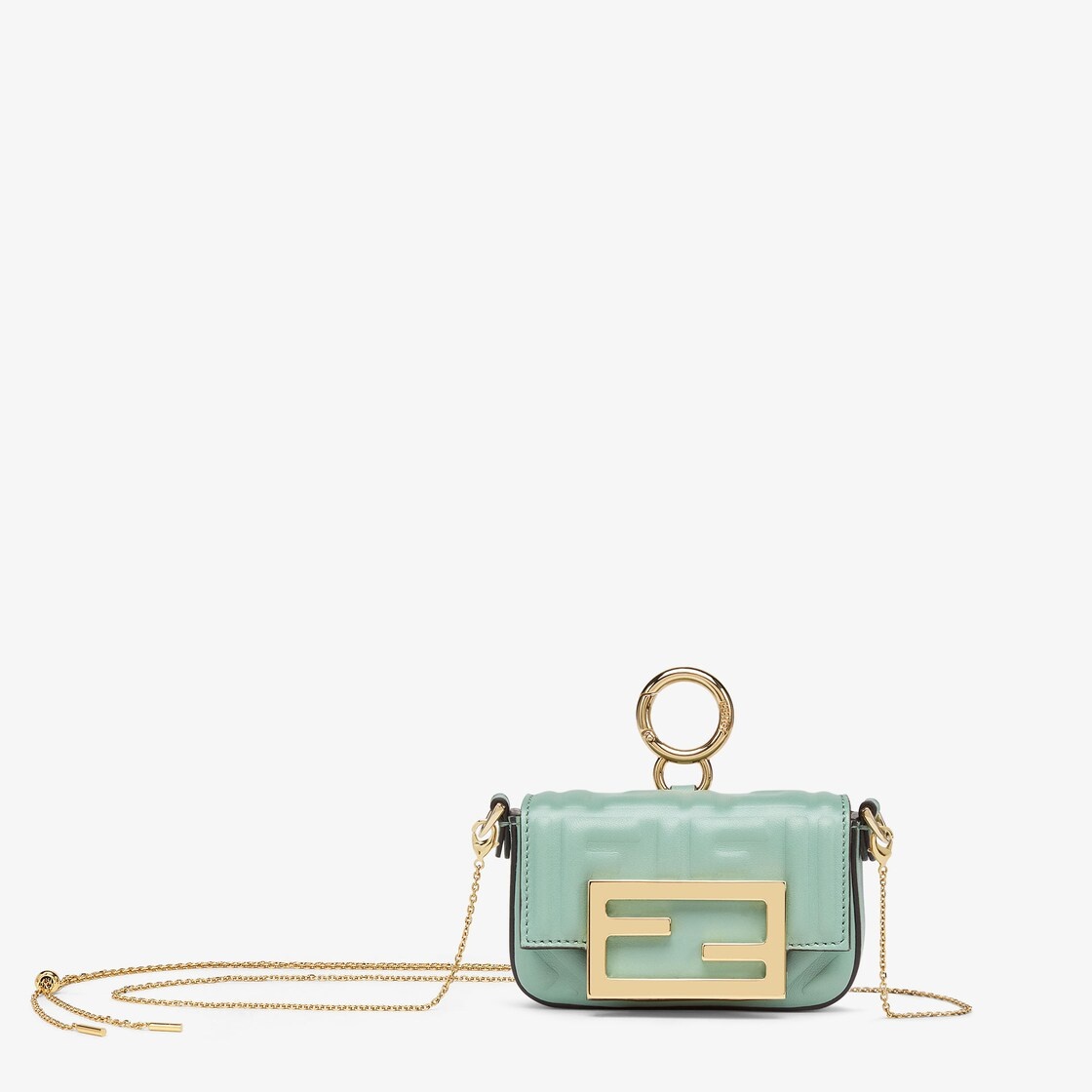 Mint green nappa leather charm with FF motif - 1