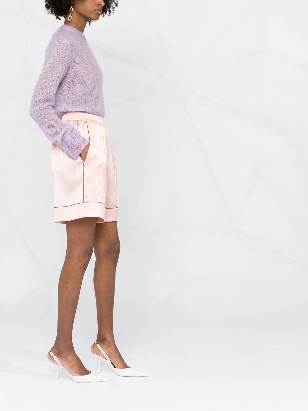 contrast-detail silk shorts - 4
