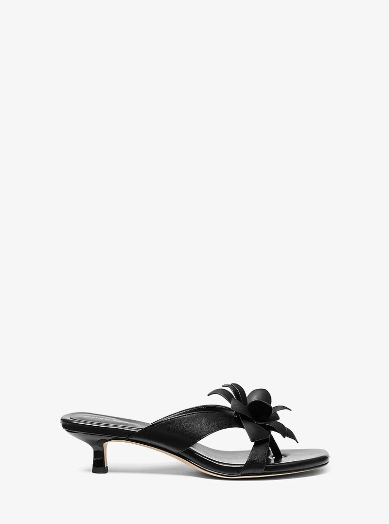 MICHAEL KORS Jacie Floral Embellished Leather Kitten Heel Sandal outlook