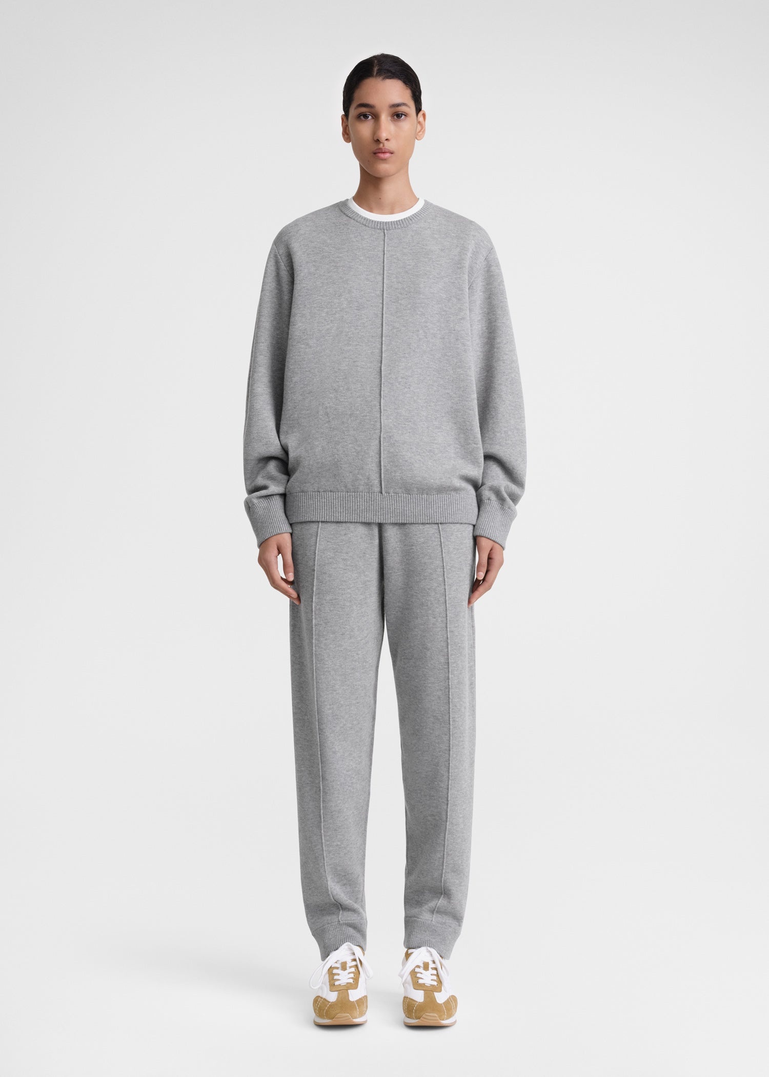 Cotton cashmere sweatshirt grey melange - 2