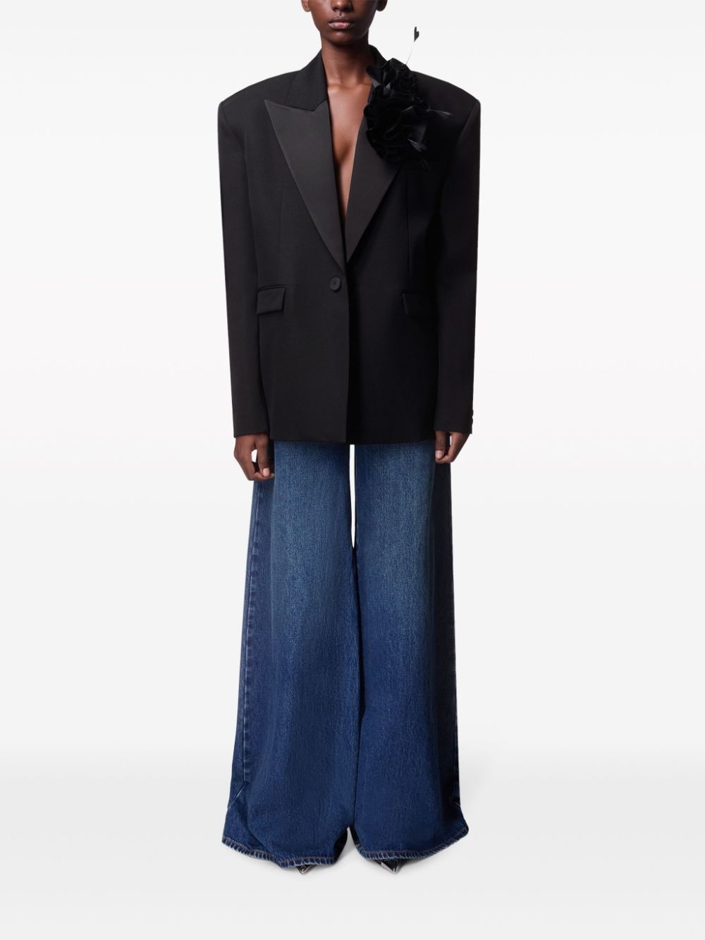 Flower Corsage oversized blazer - 2