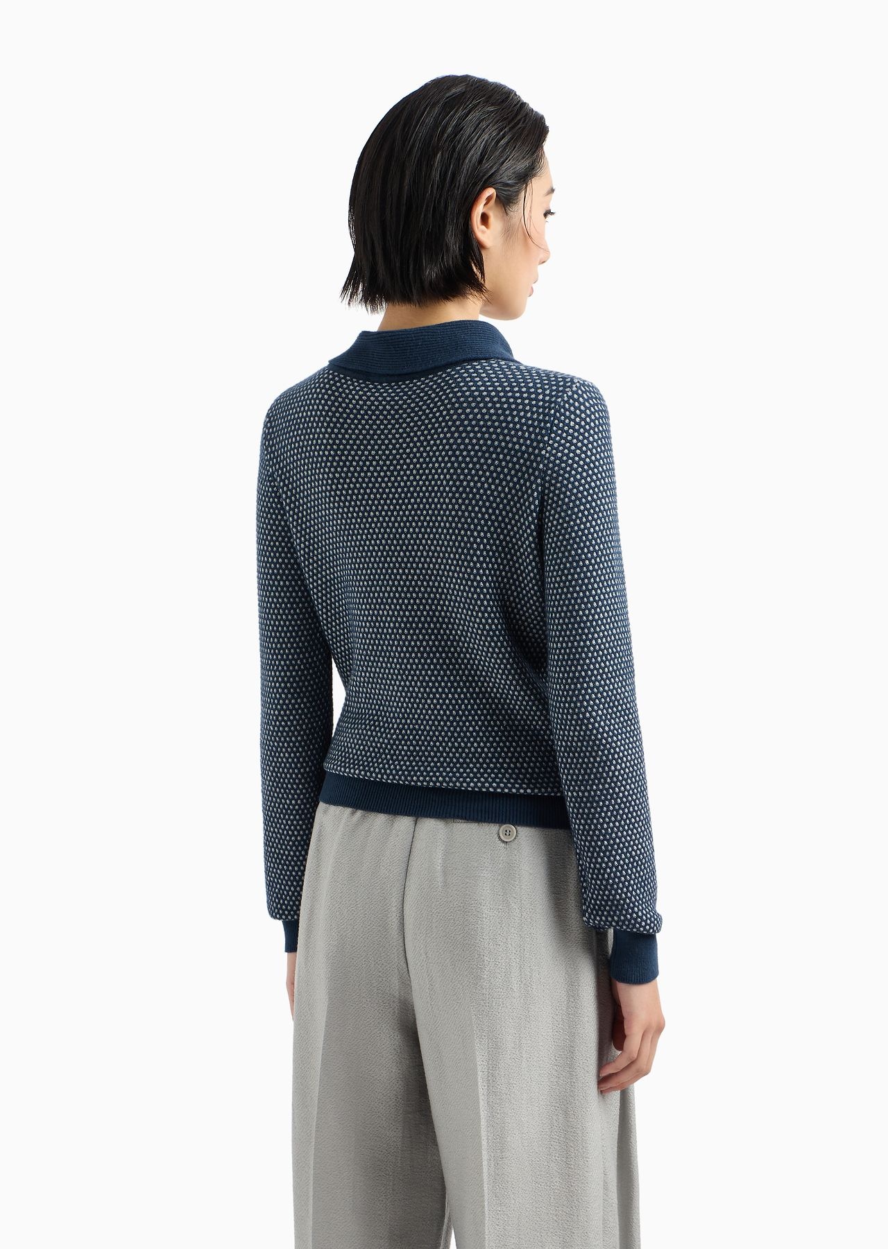 Icon two-tone jumper with a jacquard op-art motif - 3