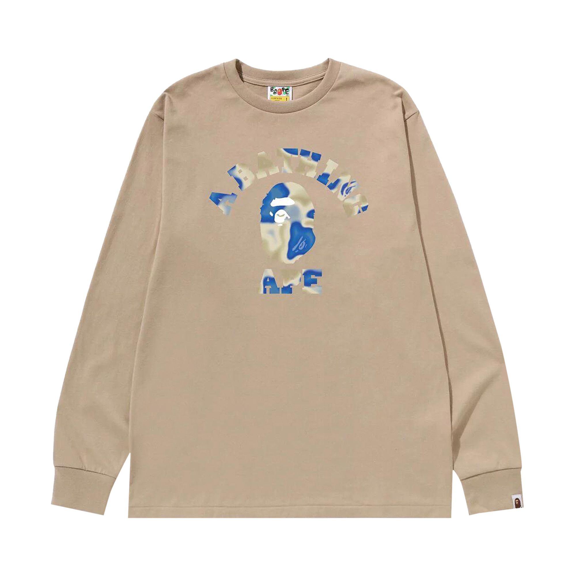 トップス APE Liquid Camo College Long Sleeve BAPE White Liquid Camo College Long Sleeve T-Shirt A Bathing Ape