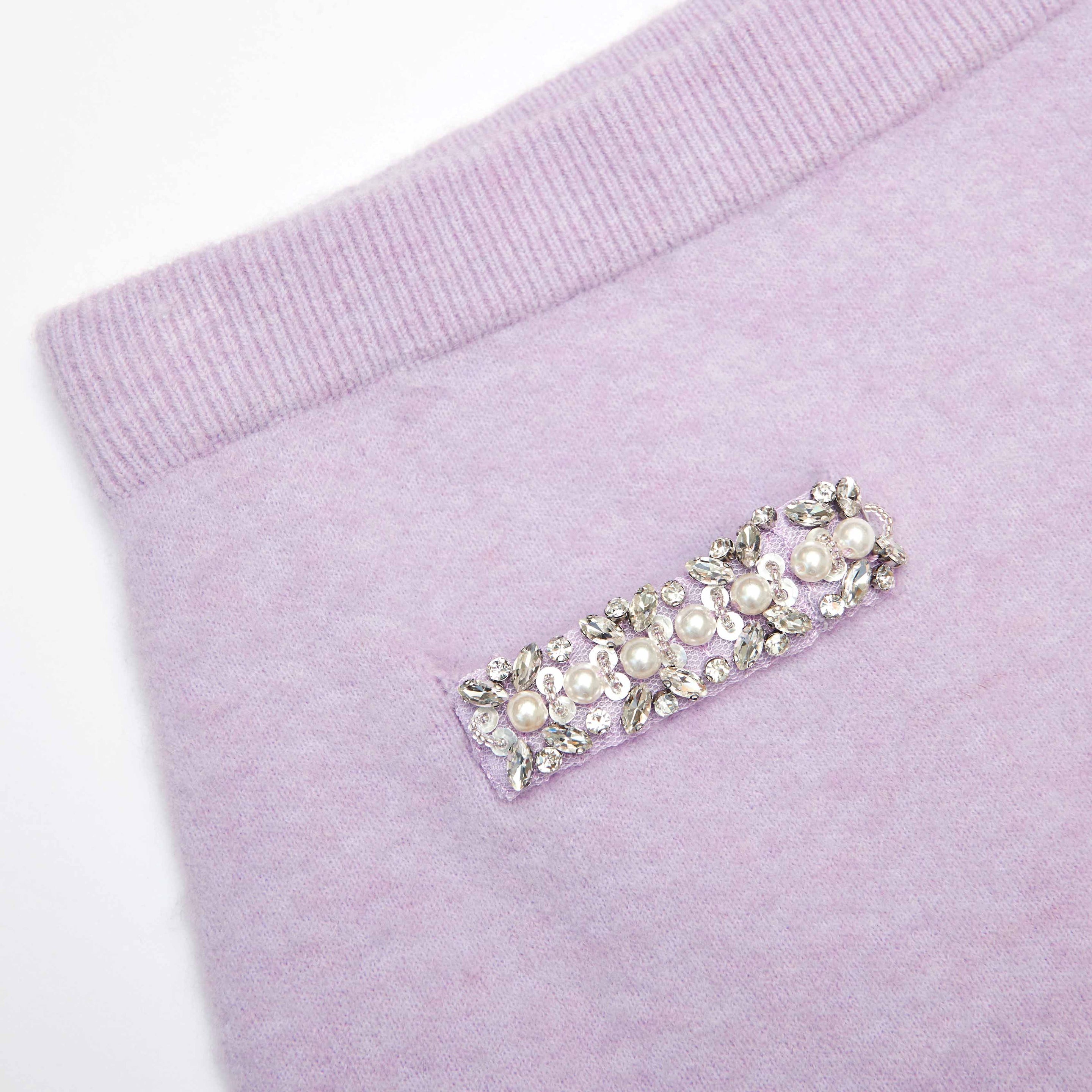 Lilac Crystal Trim Knit Skirt - 5
