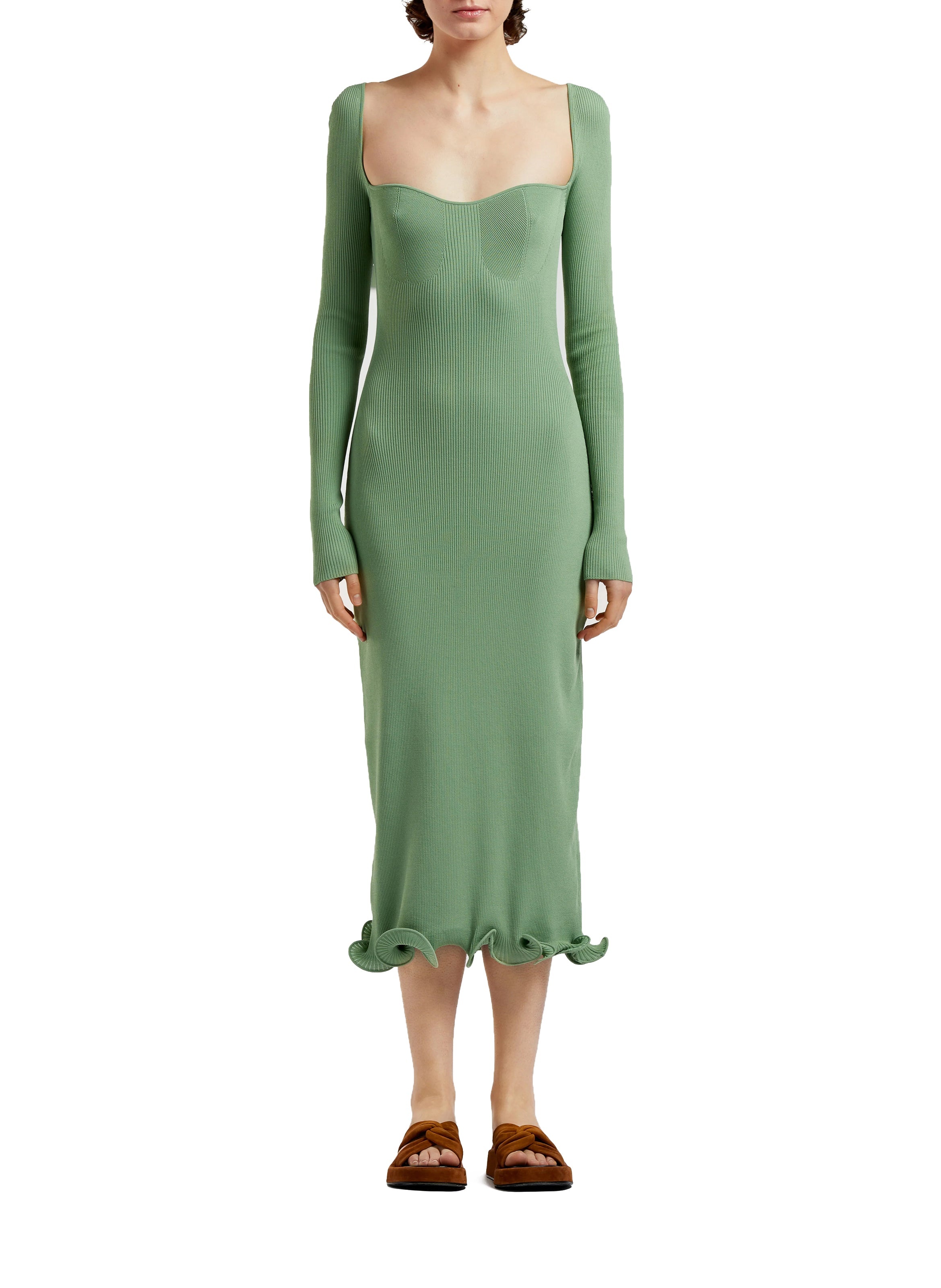 Long Sleeve Knit Dress Sage - 1