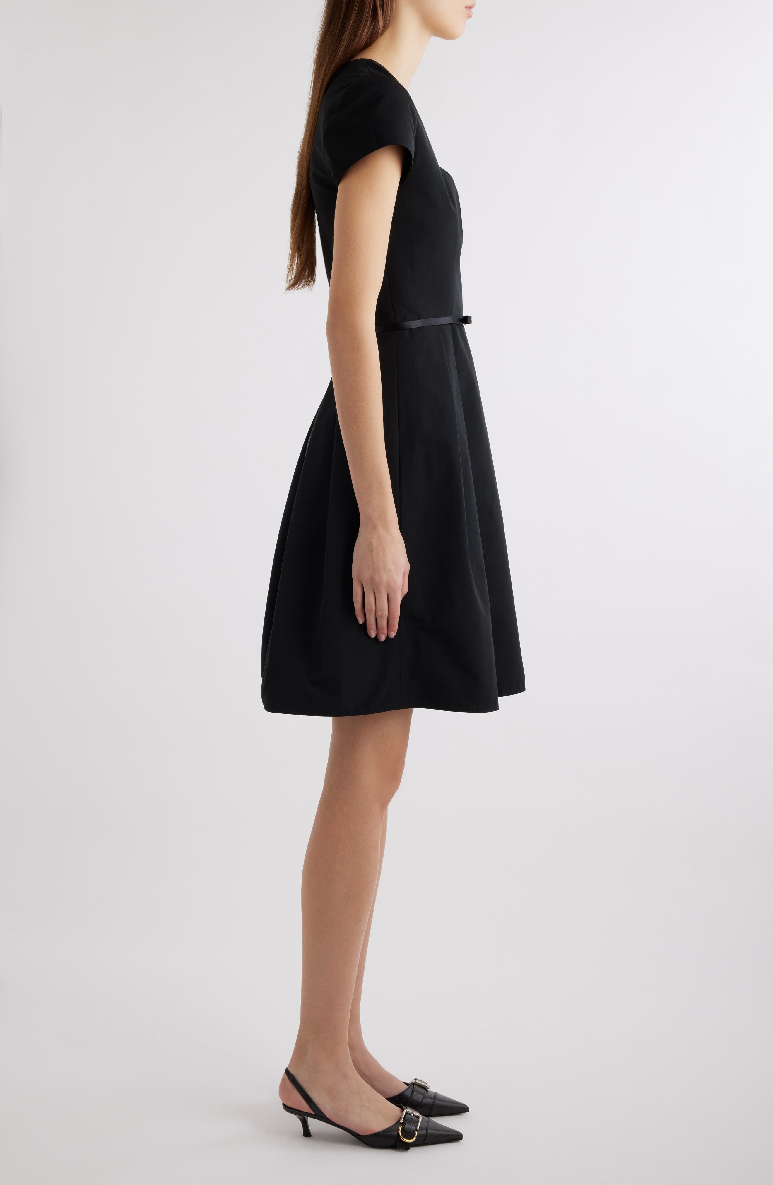 Short Sleeve Belted Fit & Flare Dress - 3