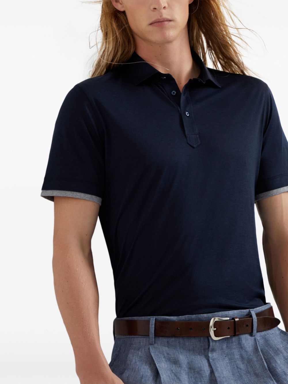layered-effect polo shirt - 6