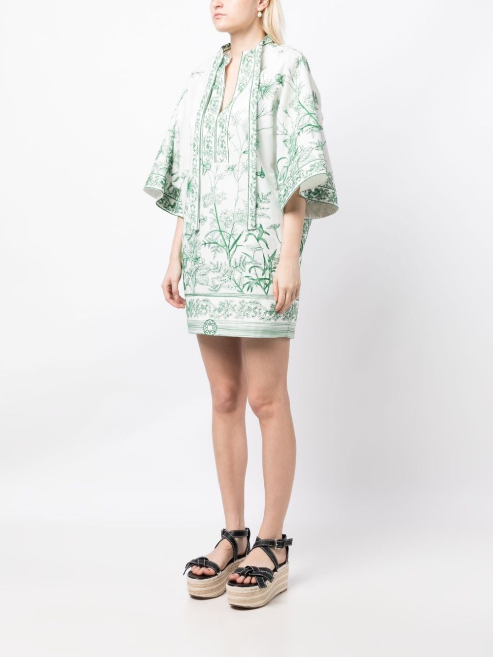 embroidered half-sleeves dress - 4