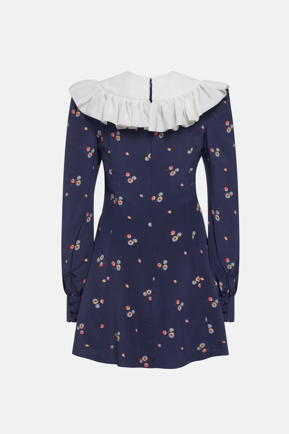 FLOWER PRINT SILK MINI DRESS WITH COLLAR - 2