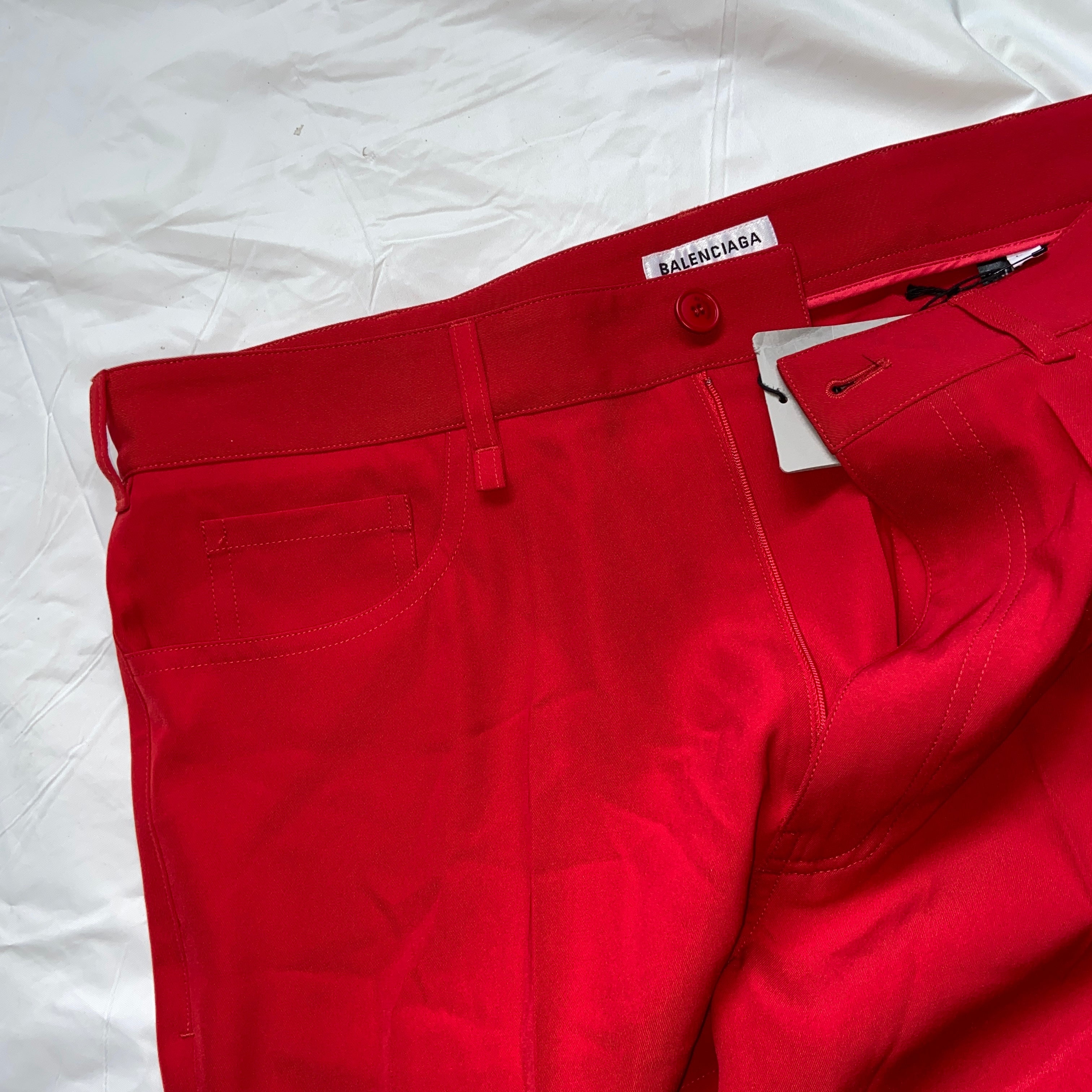 Balenciaga Bwnt ss19 runway set red 80s boxy shoulder blazer pants suit set 44 - 25