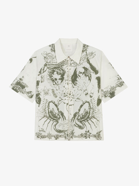 SHIRT IN PRINTED POPLIN WITH ZIPS - 1