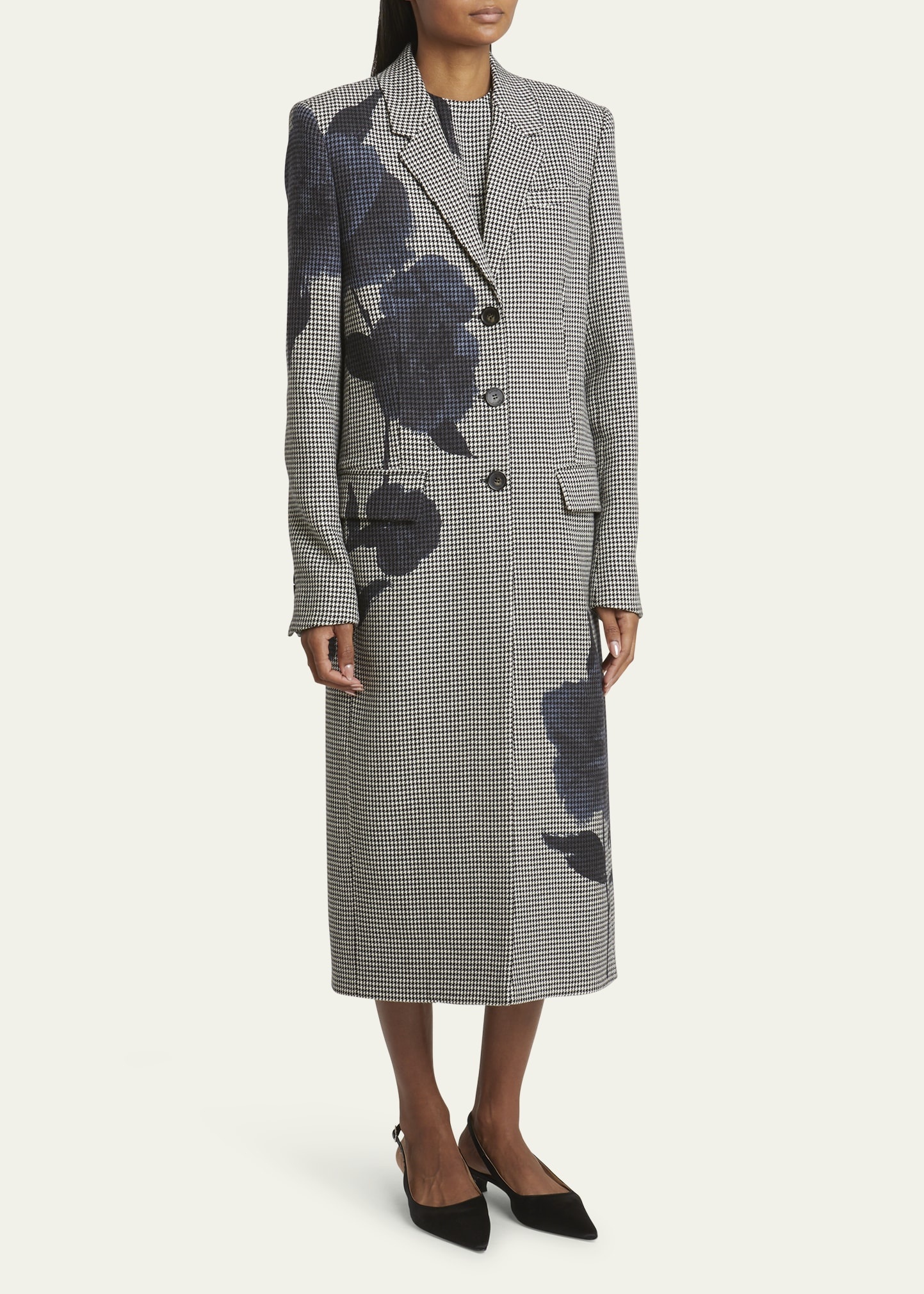 Long Overprinted Virgin Wool Coat - 4