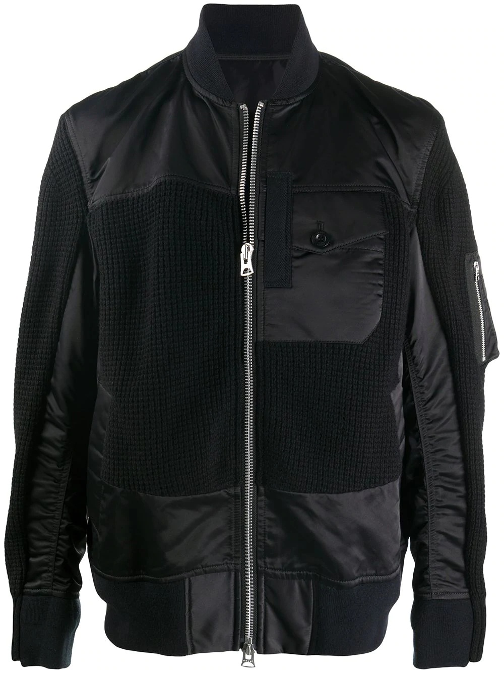 panelled knitted bomber jacket - 1