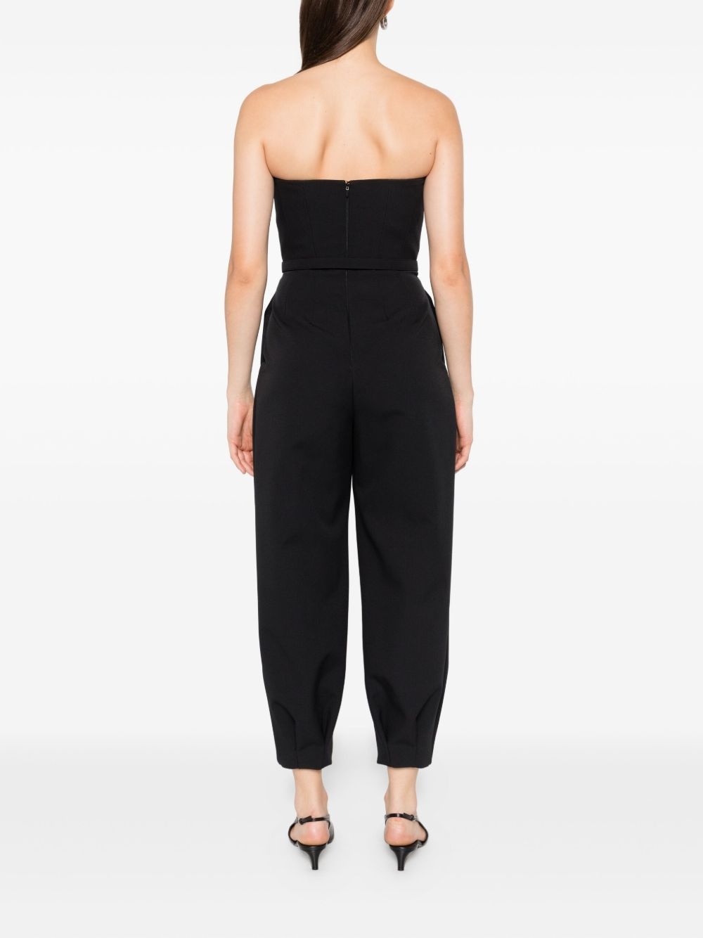 strapless belted jumpsuit - 4