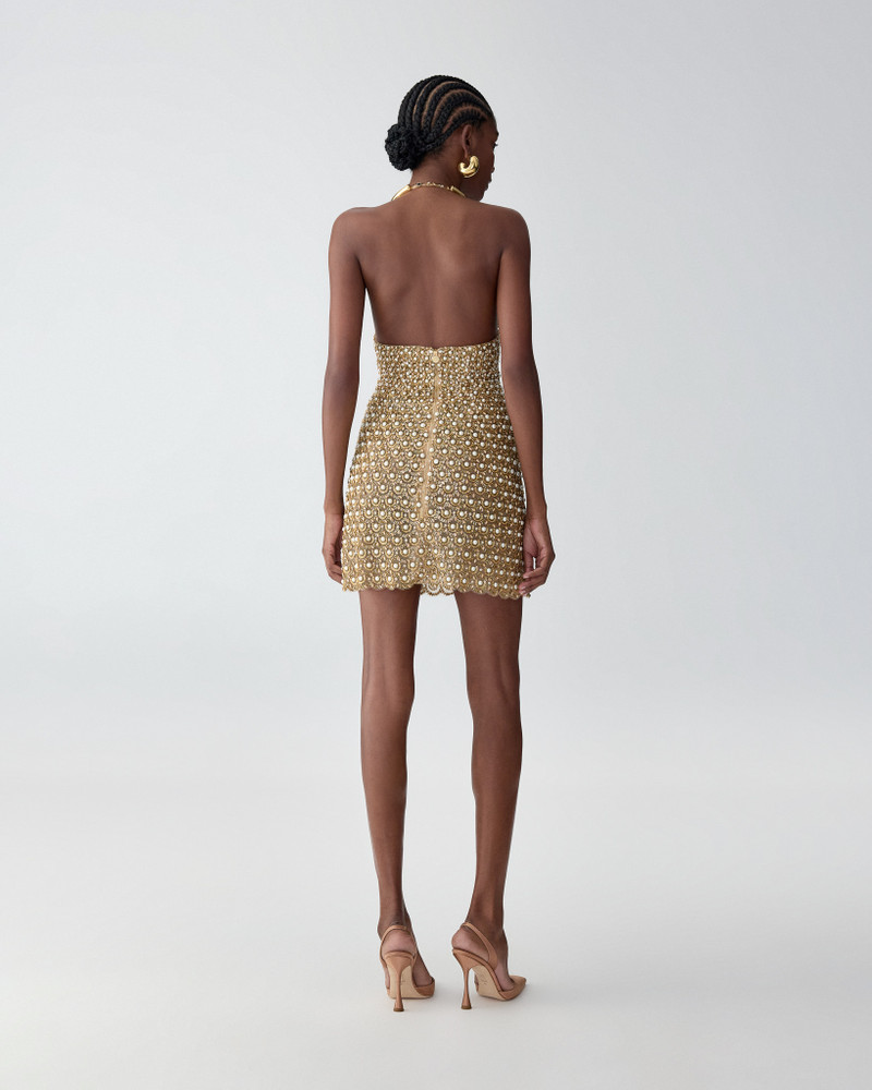 Gold Embellished Halterneck Mini Dress 3