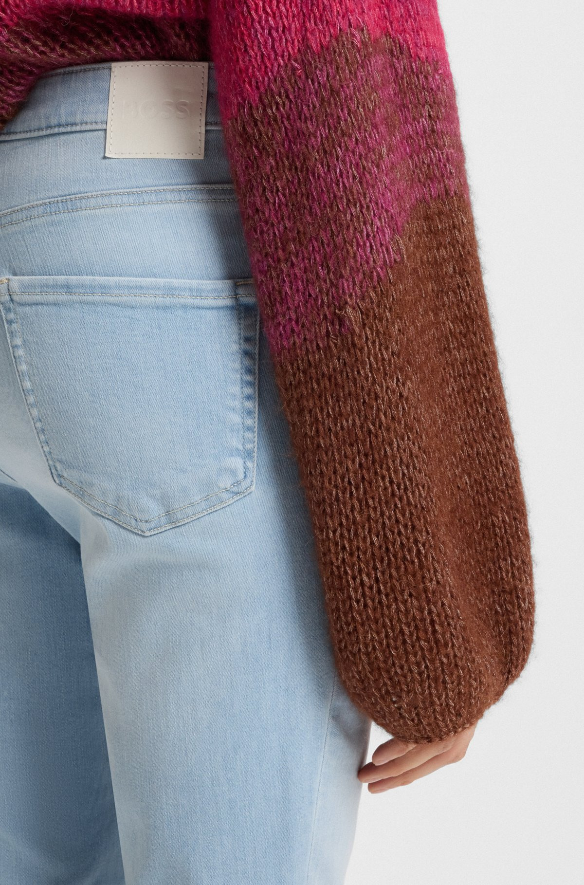 BOOTCUT JEANS IN BLUE STRETCH DENIM WITH SLIT HEMS - 5
